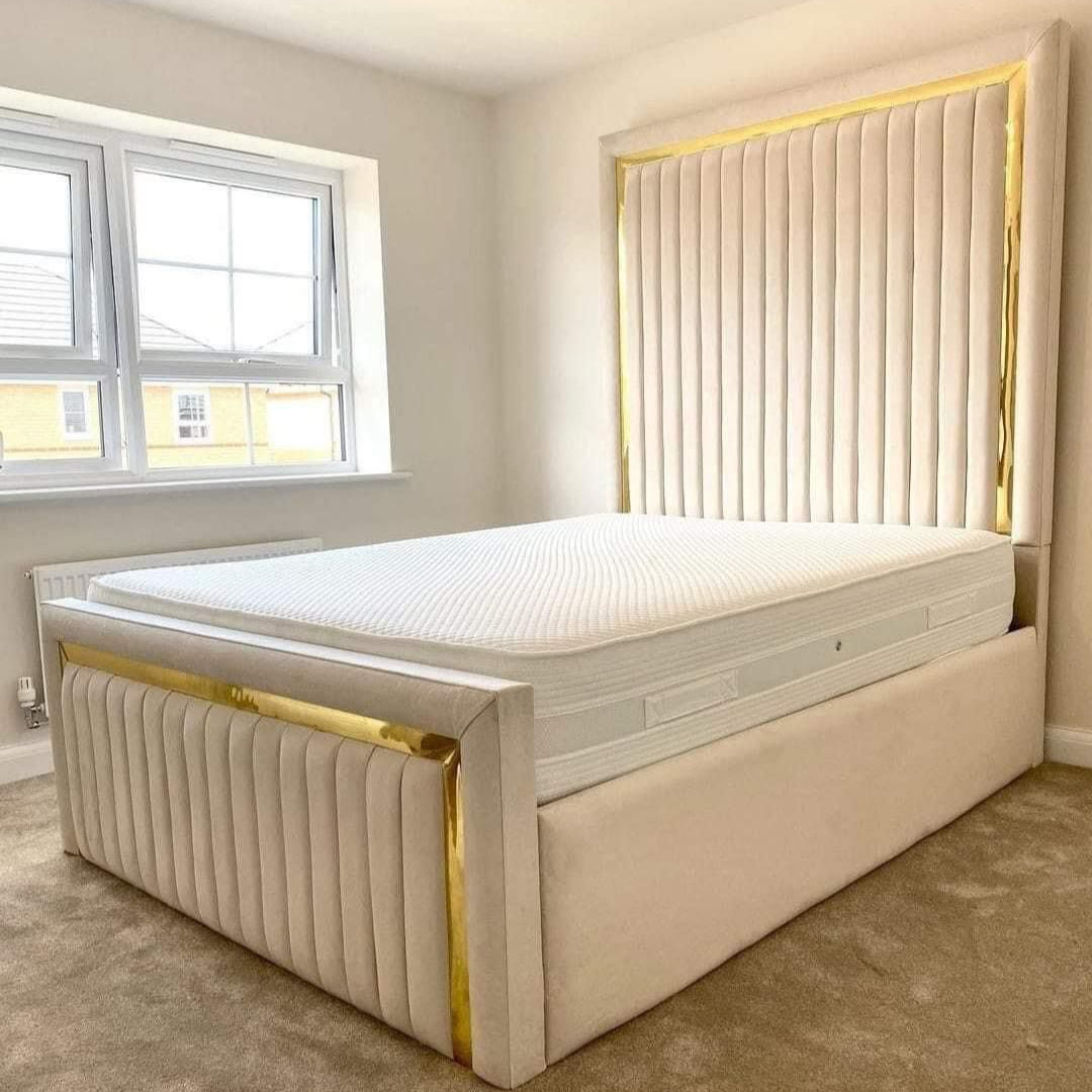 Royal Velvet Bed With Golden Strips