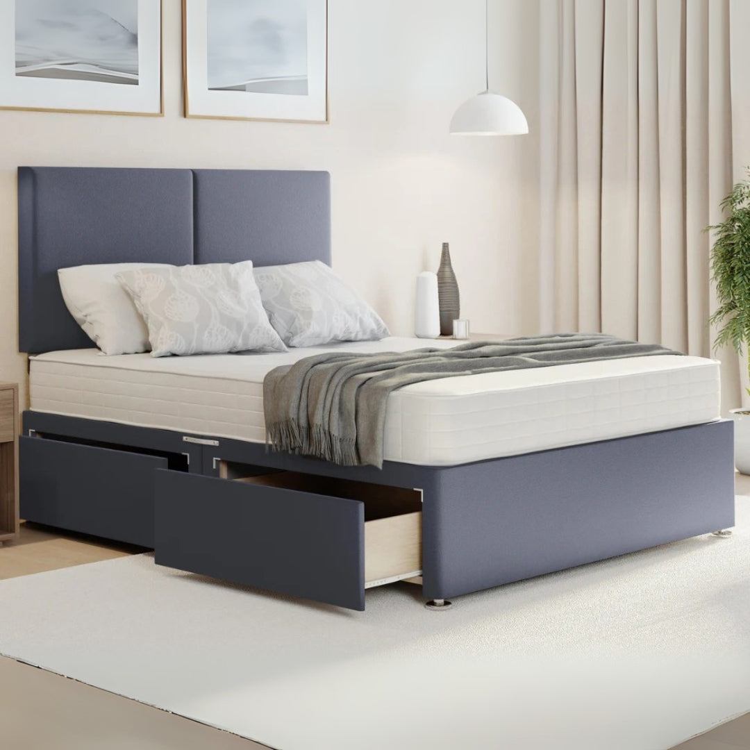 Arlo Velvet Divan Bed Frame With Storage and Optional Mattress