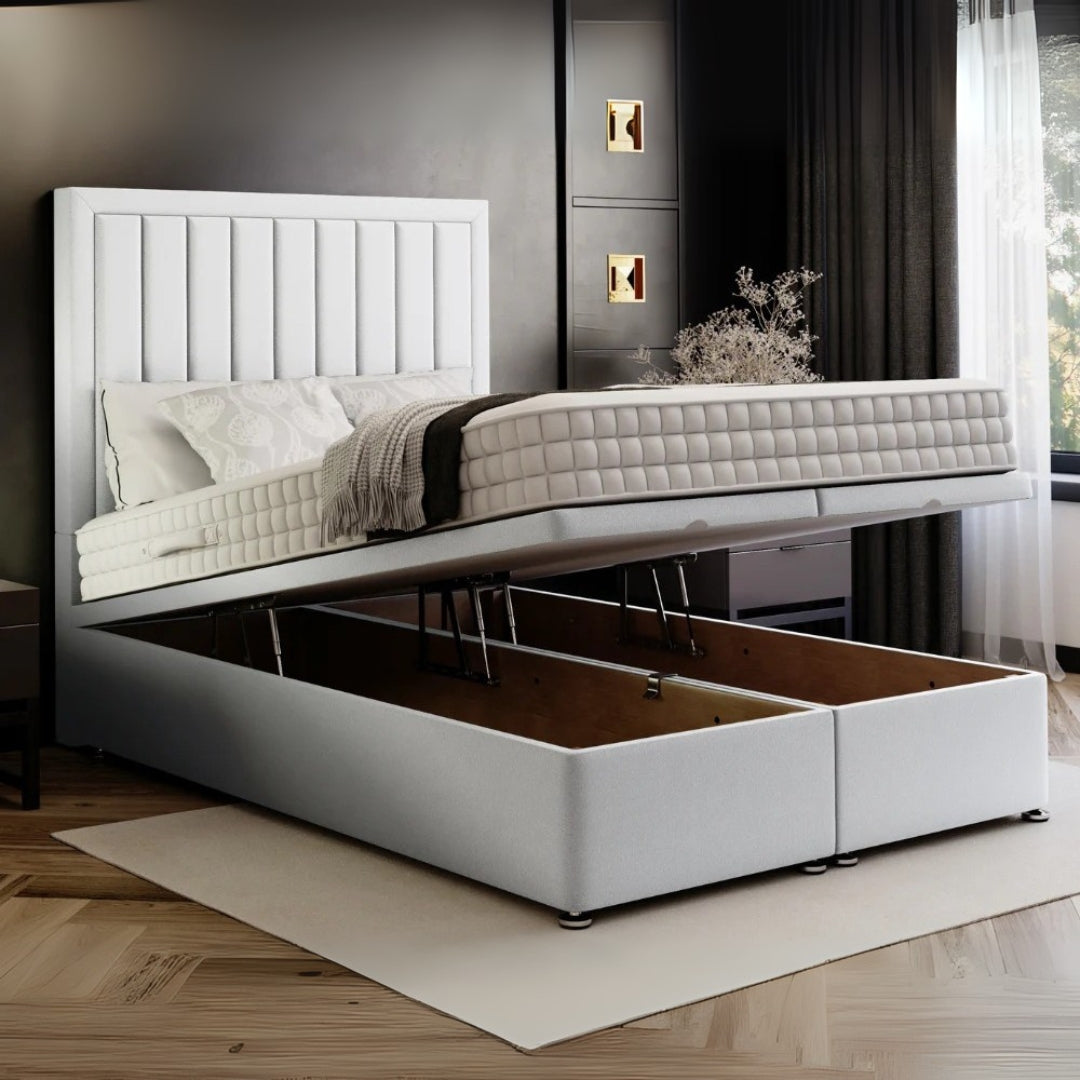 Diamond Dream Vertical Linear Divan Bed With Divan Ottoman  Storage 