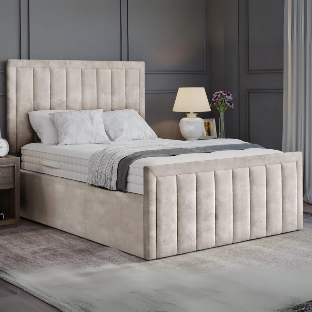 Ellsworth Velvet Bed Frame With Storage and Mattress