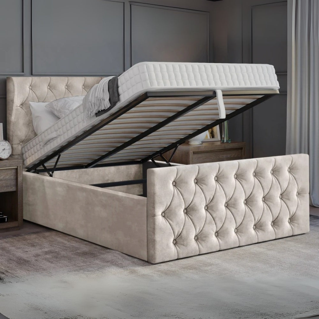 Kingsmoor Chesterfield Bed With Gaslift Storage