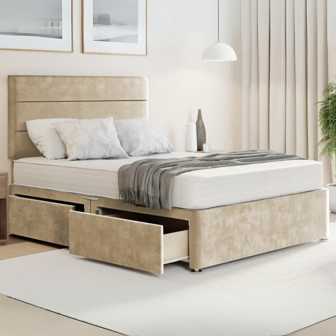 Luxe Haven Divan Bed Frame With Side Drawers Storage