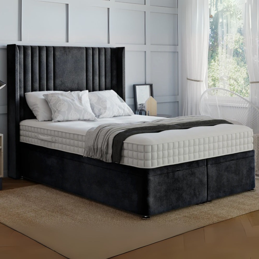 Mayfair Wingback Divan Bed With Divan Ottoman  Storage