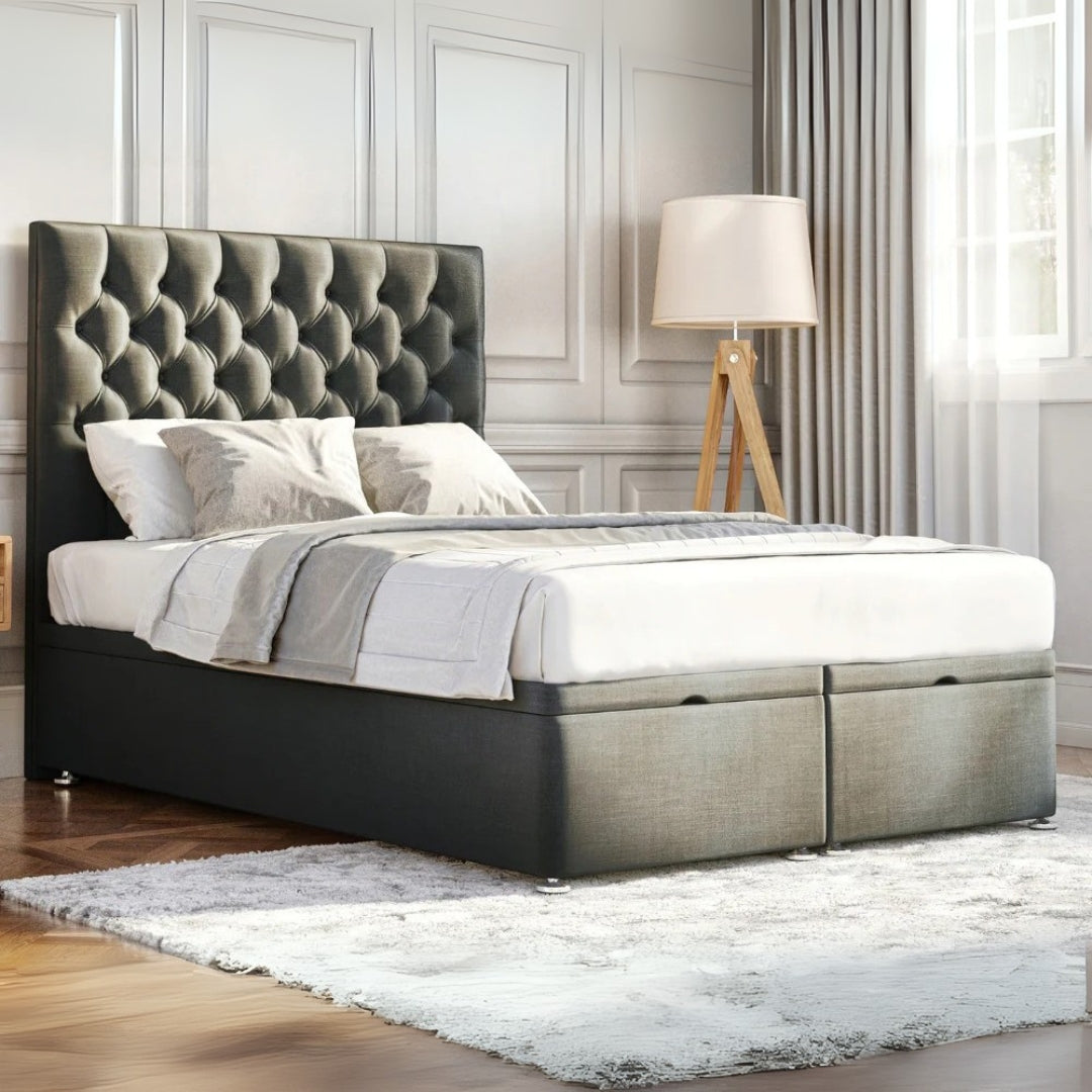 Oxford Elegance Chesterfield Divan Bed With Divan Ottoman Storage and Mattress