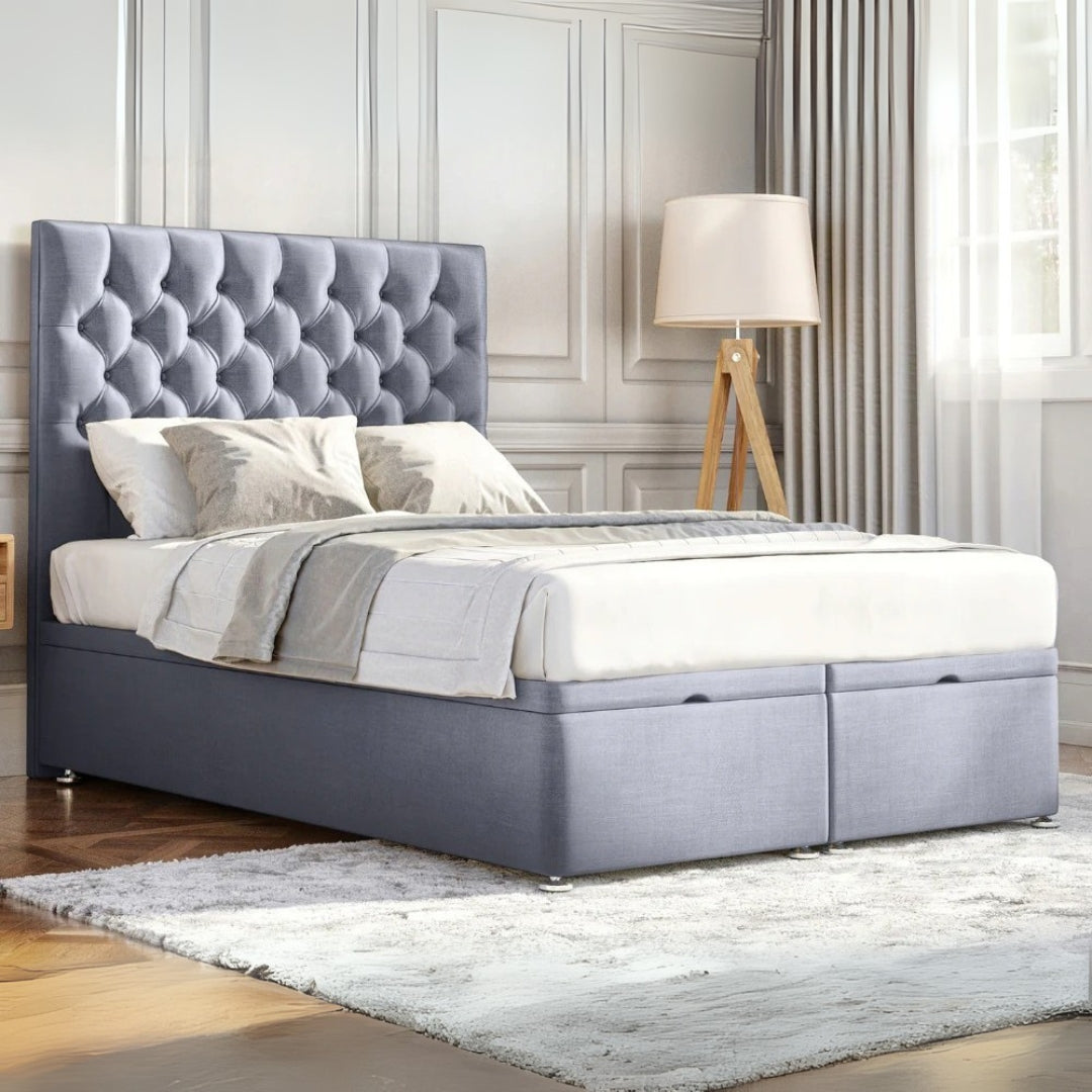 Oxford Elegance Chesterfield Divan Bed With Divan Ottoman Storage and Optional Orthopedic Mattress