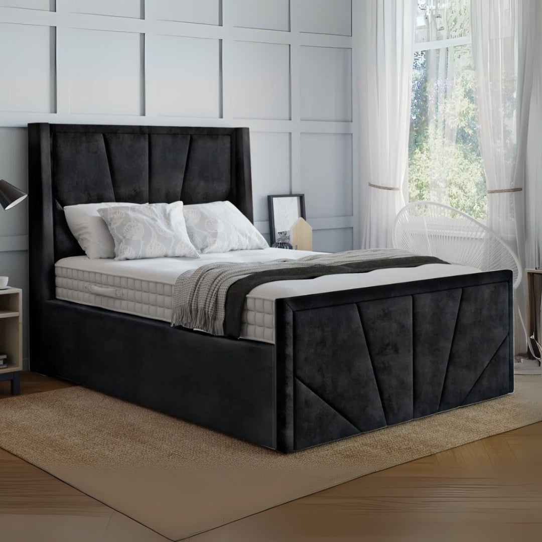 Rosemont Sunrise Bed Frame With Storage and Optional Mattress in Black Color