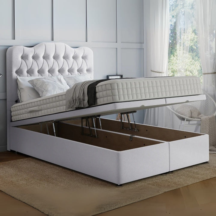 Serenity Chesterfield Lift Divan Bed with Divan Ottoman Storage