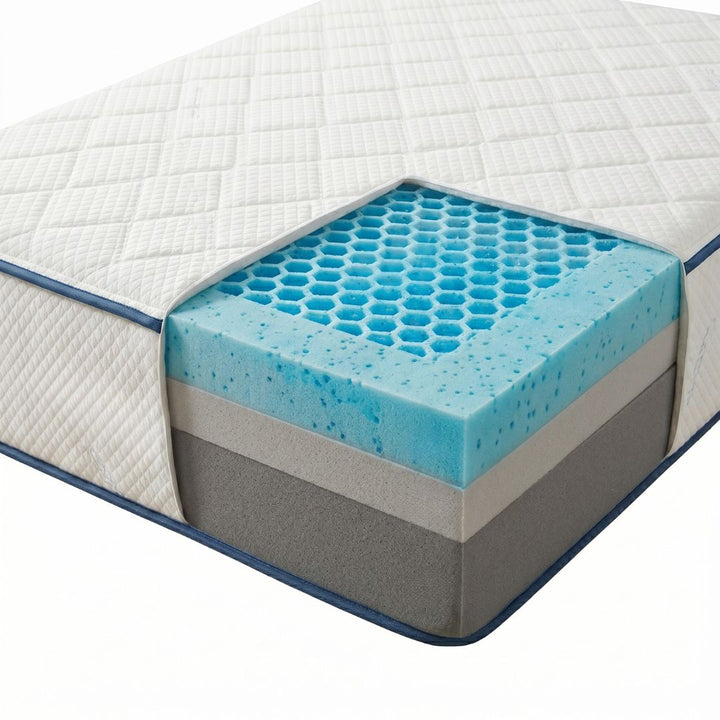 Breathable foam layers of cooling gel mattress support