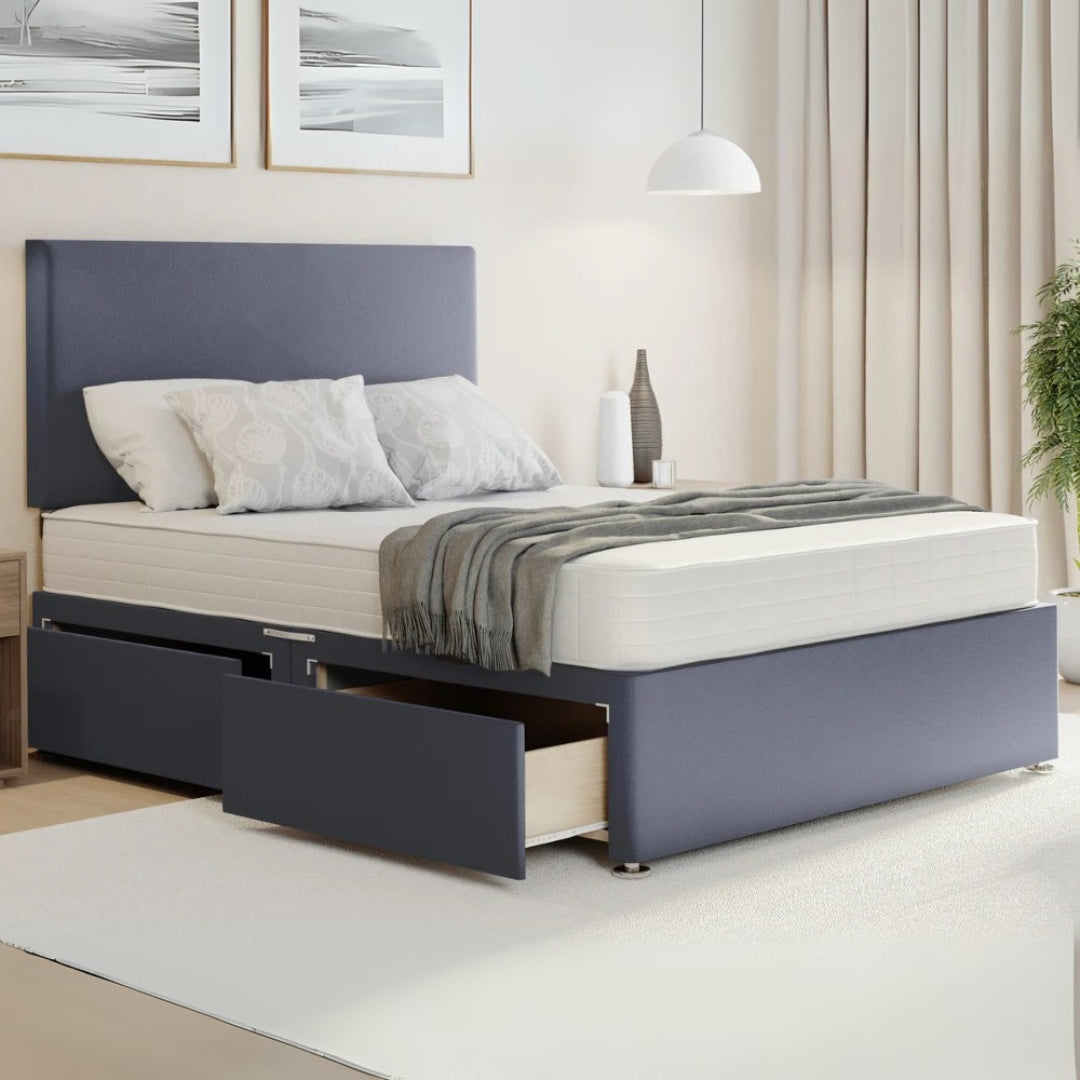 Zenora Plain Divan Bed With Side Drawers and Orthopedic Mattress
